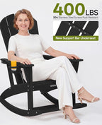 Outdoor Oversized Adirondack Rocking Chairs, All Weather HDPE Patio Rocking - Image 5