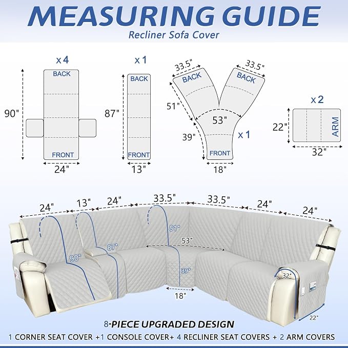 Arfntevss Recliner Sectional Couch Covers 1OO% Waterproof L Shape Sofa Cover - Image 2