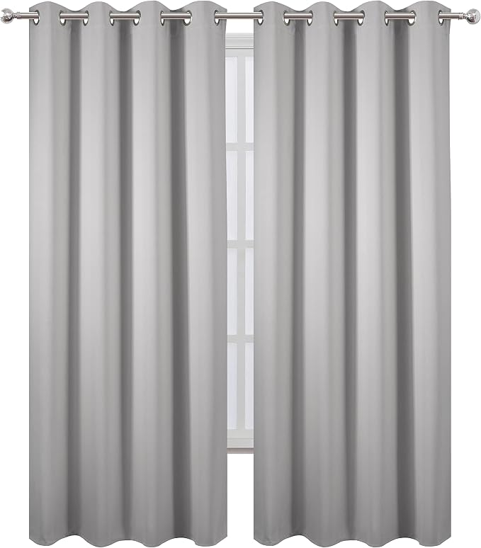 Blackout Curtains 66 x 95 inch/Light Grey Curtains Set of 2 Panels/Thermal - Image 2
