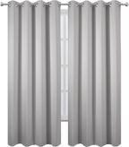 Blackout Curtains 66 x 84 inch/Light Grey Curtains Set of 2 Panels/Thermal - Image 2