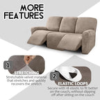 ULTICOR Velvet 8-Pieces Recliner Sofa Covers Stretch Reclining Couch Covers - Image 4