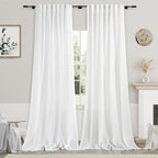 Extra Long White Curtain 108 inches Long 2 Panels Set by Nanspring