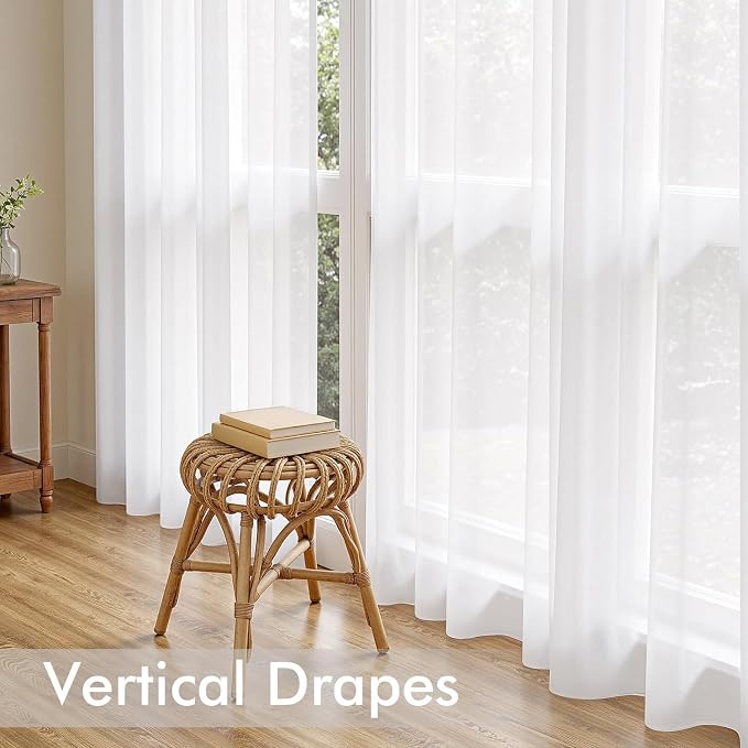 MIULEE 4 Panels White Extra Wide Sheer Curtains 59 x 63 Inches | Light Filtering - Image 5