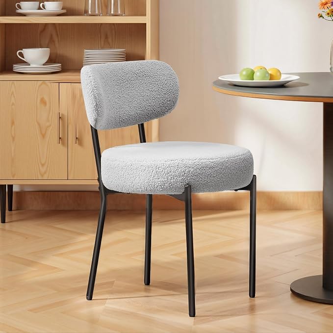 DUMOS Dining Chairs Set of 2, Mid Century Modern Chair Round Upholstered Curved - Image 7