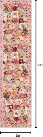 Pink Floral Hallway Runner Rug 3x7 - Image 2