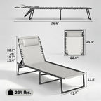 Outsunny Folding Chaise Lounge Chair, Patio Sun Tanning Chair, Outdoor Chaise - Image 3