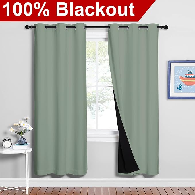 NICETOWN 100% Blackout Window Curtain Panels, Full Light Blocking Drapes - Image 2