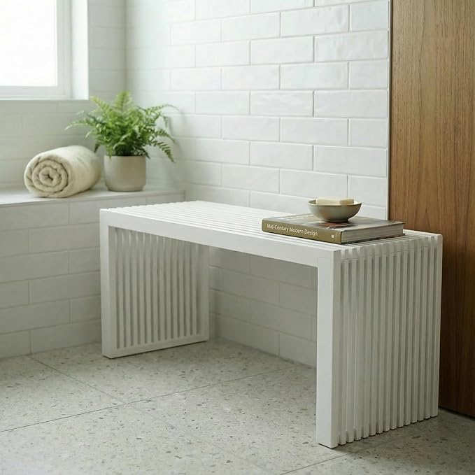 SWEVEN Bamboo Natural 36 inch Wooden Bench, Small Wood Benches - Image 6