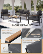 Aoxun Patio Furniture Set, 4 Piece Outdoor Patio Furniture - Image 3