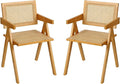 Furlide Rattan Dining Chairs Set of 2, Modern Mid Century Accent Chairs by Furlide