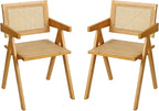 Furlide Rattan Dining Chairs Set of 2, Modern Mid Century Accent Chairs by Furlide