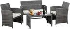 JAMFLY 4 Piece Outdoor Patio Furniture Set, Outdoor Wicker Rattan Chairs by JAMFLY