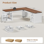SEDETA L Shaped Desk with 4 Drawers, Corner Computer Desk with Power Strip - Image 2