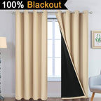 Yakamok Beige 100% Blackout Curtains 96 Inches Long - Image 2