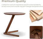Furniture of America Lucian Mid-Century Modern Solid Wood Brown Round Side Table - Image 4