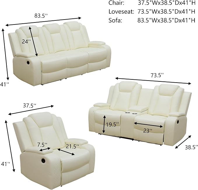 Leather Power Recliner Sofa Set - Image 2