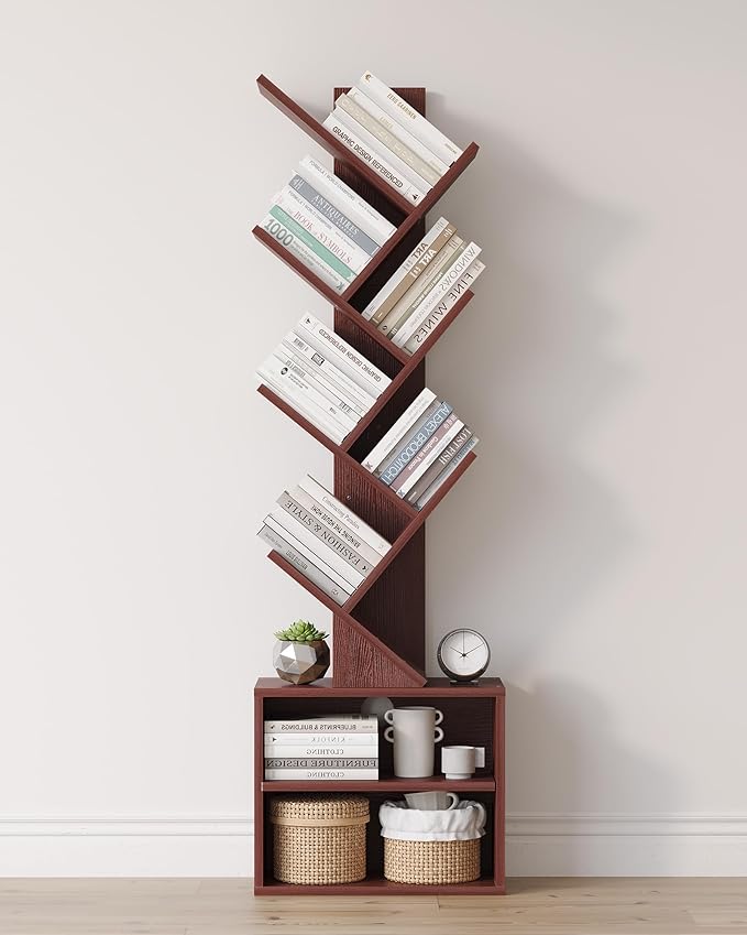 SUNMORY 6 Tier Tree Bookshelf, Tall Bookcase by SUNMORY
