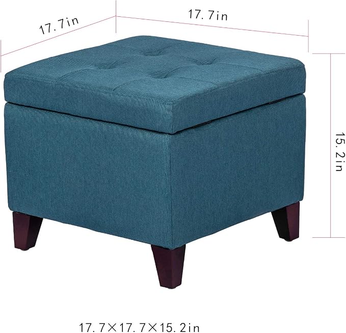 Adeco Square Fabric Storage Ottoman - Image 3