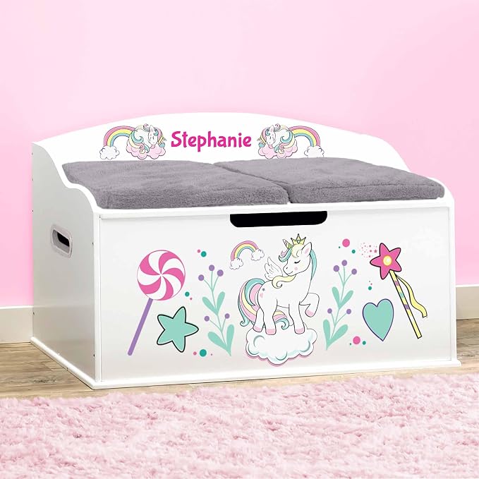 DIBSIES Personalized Creative Wonders Toy Box, Unicorns & Rainbows, 30 x 19.25 - Image 4
