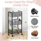 LIDTOP 2In1 Baby Diaper Caddy & 3-Tier Rolling Diaper Cart, Diaper Caddy - Image 2