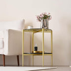 LumFurn Round Glass End Table, Mid-Century Modern Design Sofa Table - Image 5