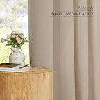 NICETOWN Flax Linen Blend Taupe Window Curtains, Grommet Vertical Drapes - Image 3