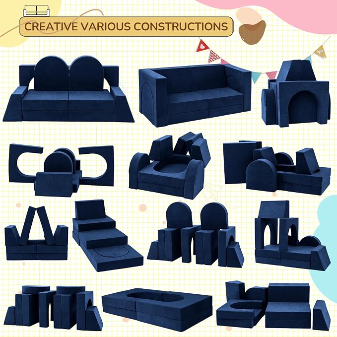 Fvkind 10 Pcs Modular Kids Play Couch, Foam Kids Play Couch - Image 4