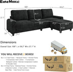 EASE MOOSE 100" Chenille L-Shaped Sectional Sofa, Modern Deep Seat Modular Couch - Image 2