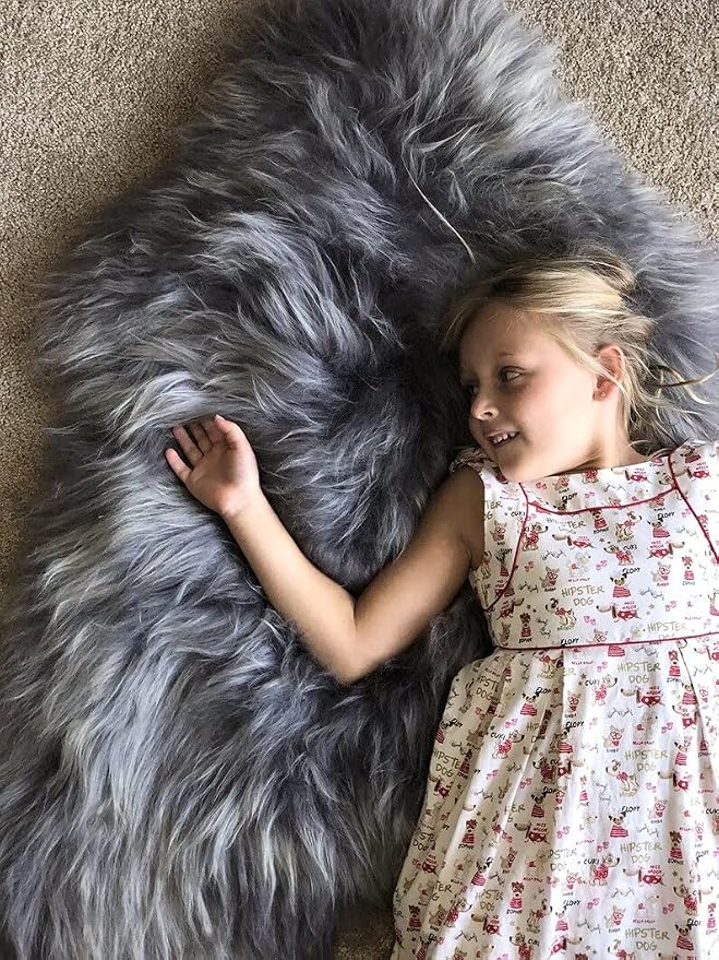 HUAHOO Premium Genuine Sheepskin Rug Grey Real Australia Sheepskin Natural - Image 6