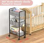LIDTOP 2In1 Baby Diaper Caddy & 3-Tier Rolling Diaper Cart, Diaper Caddy - Image 7