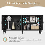 ARTPOWER 61.8" Hollow Carved Wood Accent Cabinet - Image 7