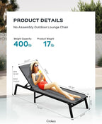 Patio Chaise Lounge Chair Set of 4, Foldable Lounge Chair - Image 2