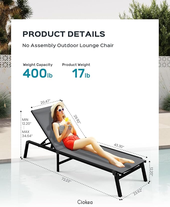 Aluminum Chaise Lounge Ourdoor - Image 2