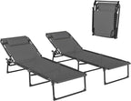 Outsunny Folding Chaise Lounge Chair Set of 2, Patio Sun Tanning Chair by Outsunny
