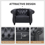 AVZEAR Leather Upholstered Armchair, Single Sofa Chair - Image 3