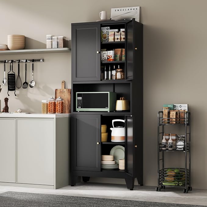 YAUWOH 69" Tall Metal Pantry Cabinet - Image 2