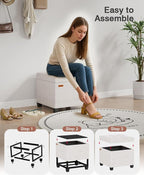ABHENG Chenille Cover Steel Frame Ottoman - Image 4