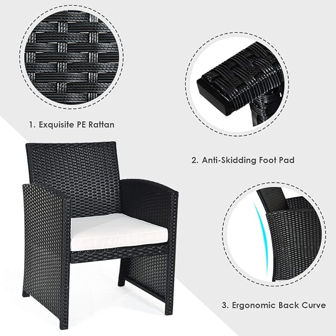 Tangkula Patio Wicker Conversation Furniture Set, Patiojoy Sofa & Table Set w/4 - Image 7