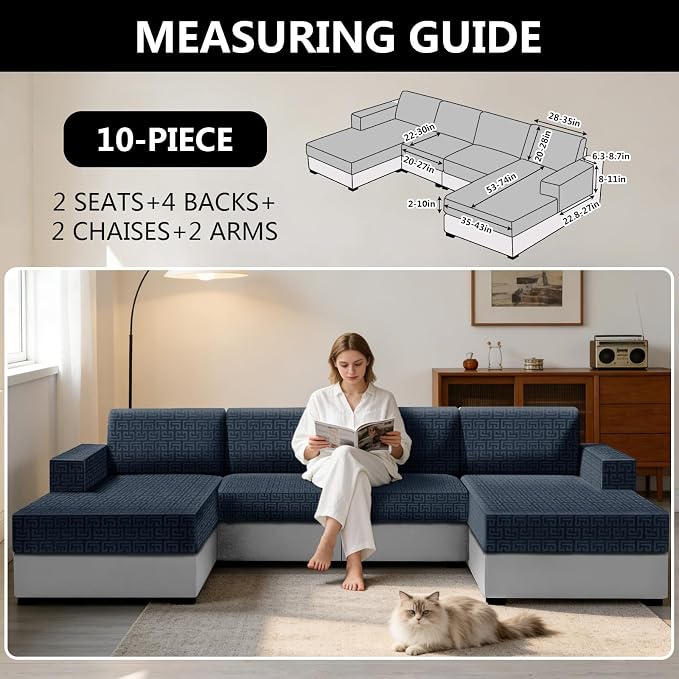 UNBBRRL 10 Pieces Stretch Sofa Cushion Covers - Image 2