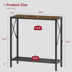 Tajsoon Console Table 28.3''L, 2 Tier Narrow Entryway Table - Image 3