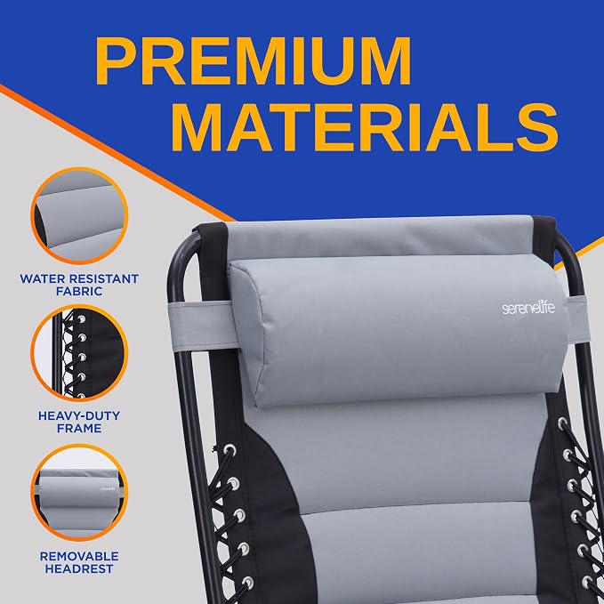SereneLife Padded Zero Gravity Lounge Chair - Image 7