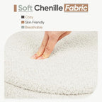 Round Storage Ottoman with Reversible Tray Lid, Folding Chenille Fabric - Image 6