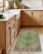 AMADA HOMEFURNISHING 2x3 Washable Entry Rug, Vintage Distress Print Pattern - Image 2