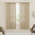 Brown Linen Boho Curtains 68 inch Length 2 Panels, 52 x 68 Inch | Light by LAMIT