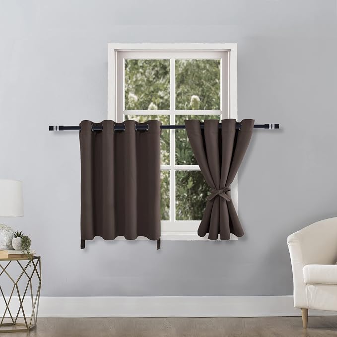 RV Blackout Curtains for Bedroom 52 x 30 Inches Long Brown 2 Panels | Thermal - Image 2