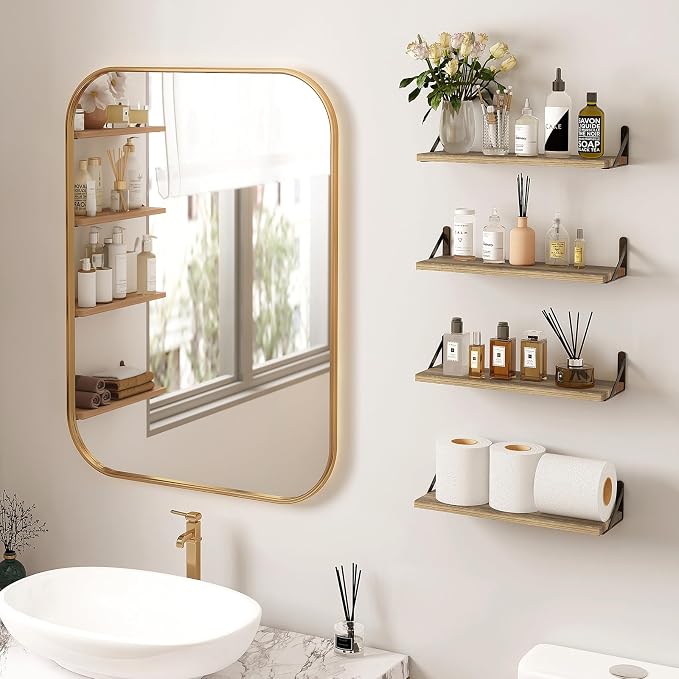 Fixwal Shelves for Room Wall, Width 4.75in Rustic Wood Wall Storage, Floating - Image 2