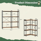 Huuger 4 Tier Bookshelf, L Shaped Corner Bookshelf - Image 2