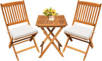 Devoko Outdoor 3 Piece Folding Patio Bistro Set Acacia Wood Bistro Table and by DEVOKO