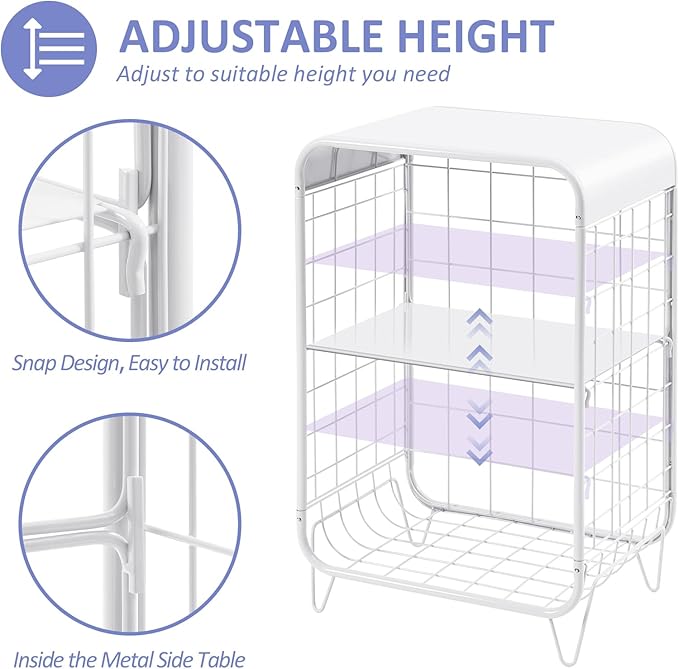 APEXCHASER Cute Nightstand, Metal Side Table, 3 Tier End Table - Image 4