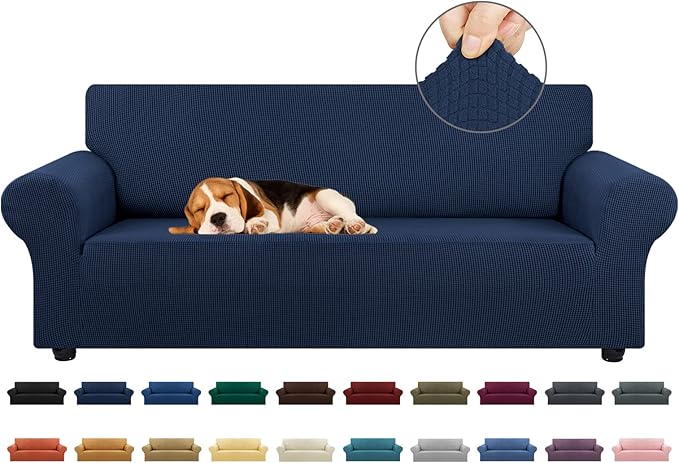 Stretch Couch Covers for Sofa, 3 Cushion Couch Slipcover, Elastic Bottom for by KEKUOU